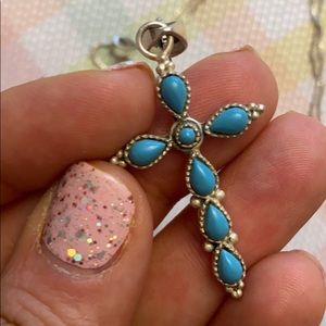 Jewelry - Sterling Silver Turquoise Cross Necklace